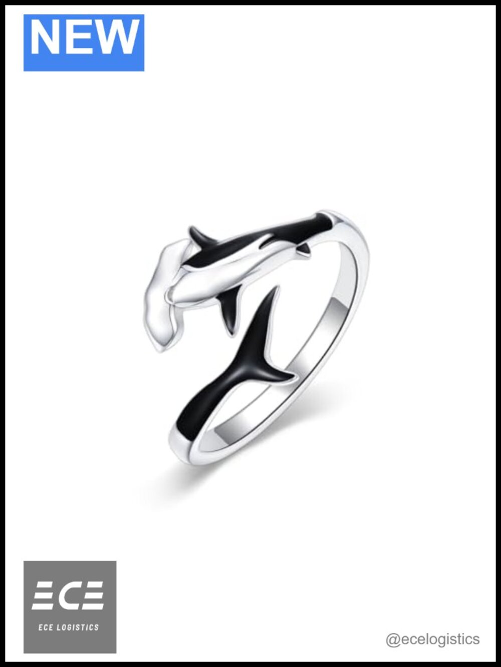 Sterling Silver Adjustable Hammerhead Shark Open Ring
